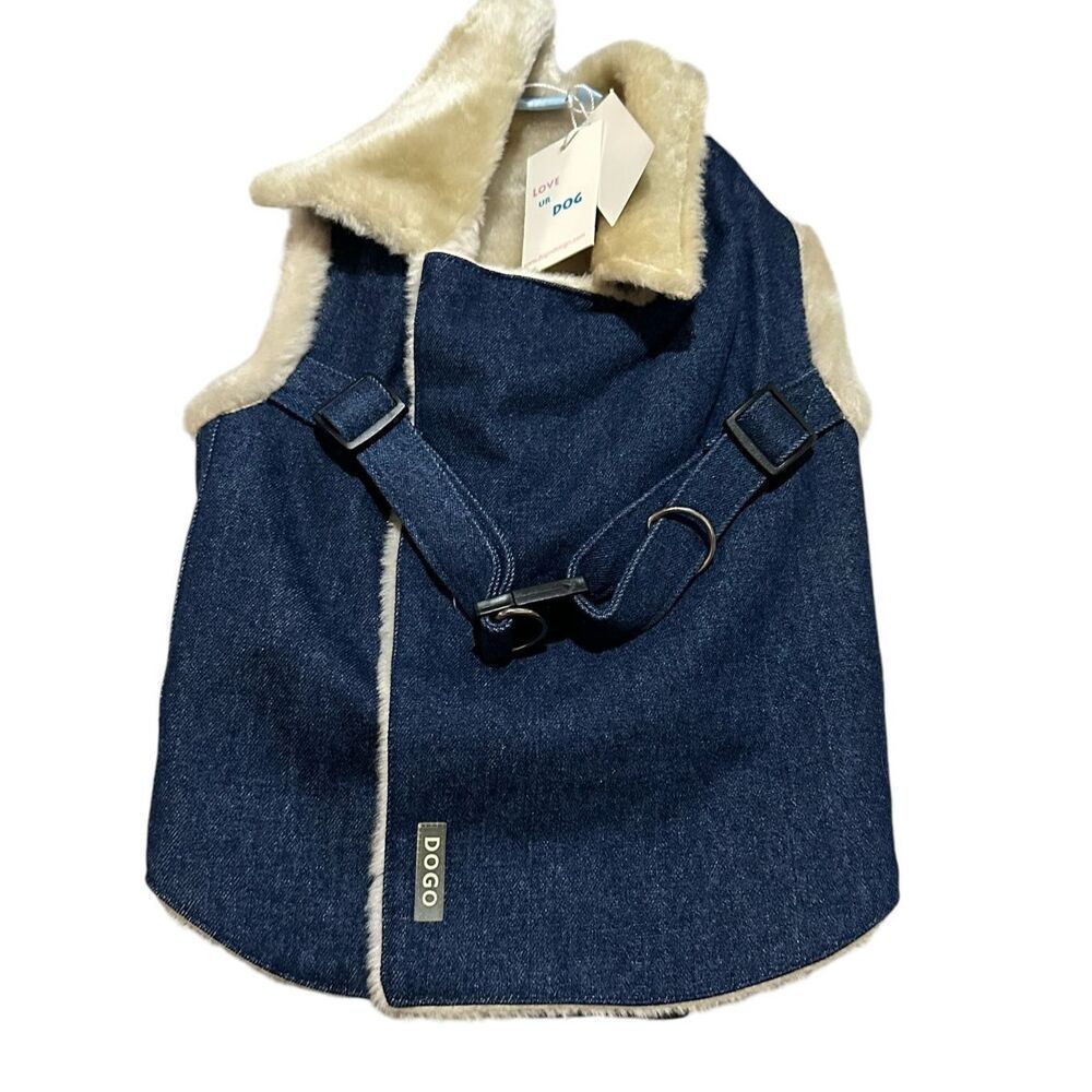 NEW WITH TAGS DOGO PET FASHIONS RUNNER FLEECE STYLE COAT - DENIM size XL retails